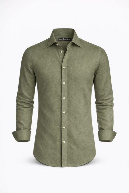 Camisa Lino Manga Larga Semi Slim