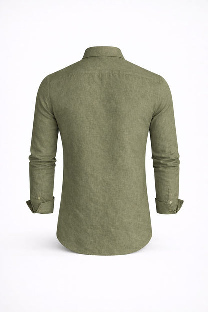 Camisa Lino Manga Larga Semi Slim