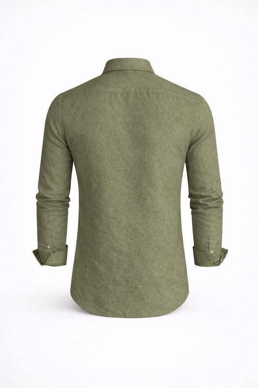 Camisa Lino Manga Larga Semi Slim