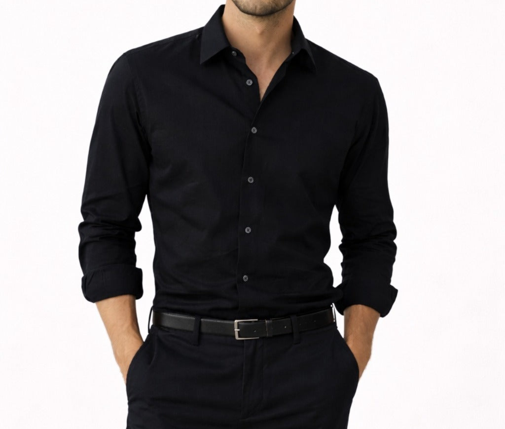 Camisa Essenza Nero Manga Larga