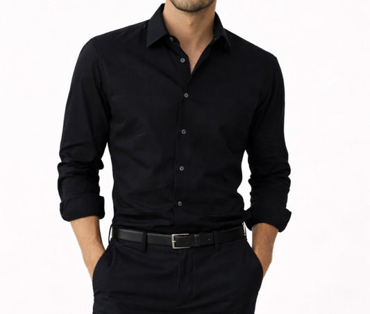 Camisa Essenza Nero Manga Larga